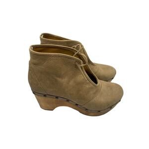 Cordani Tan Leather Platform Clog Bootie Size 6